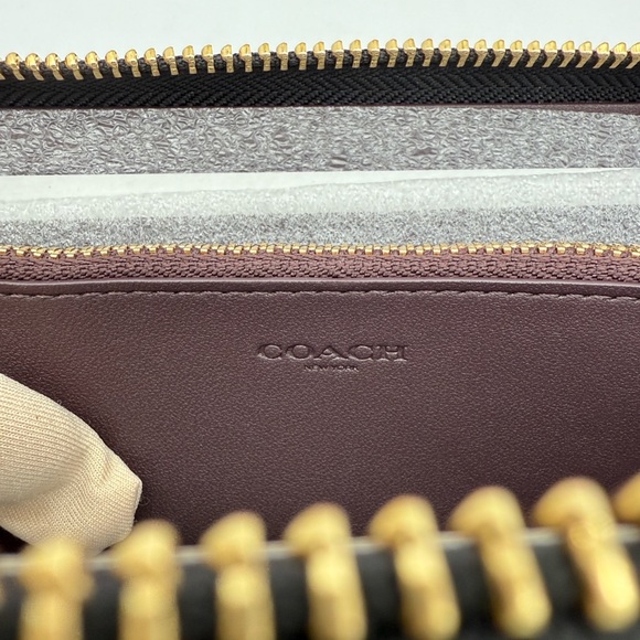 Coach Long Zip Around Wallet With Floral Print Black Red Gold - Picture 8 of 15